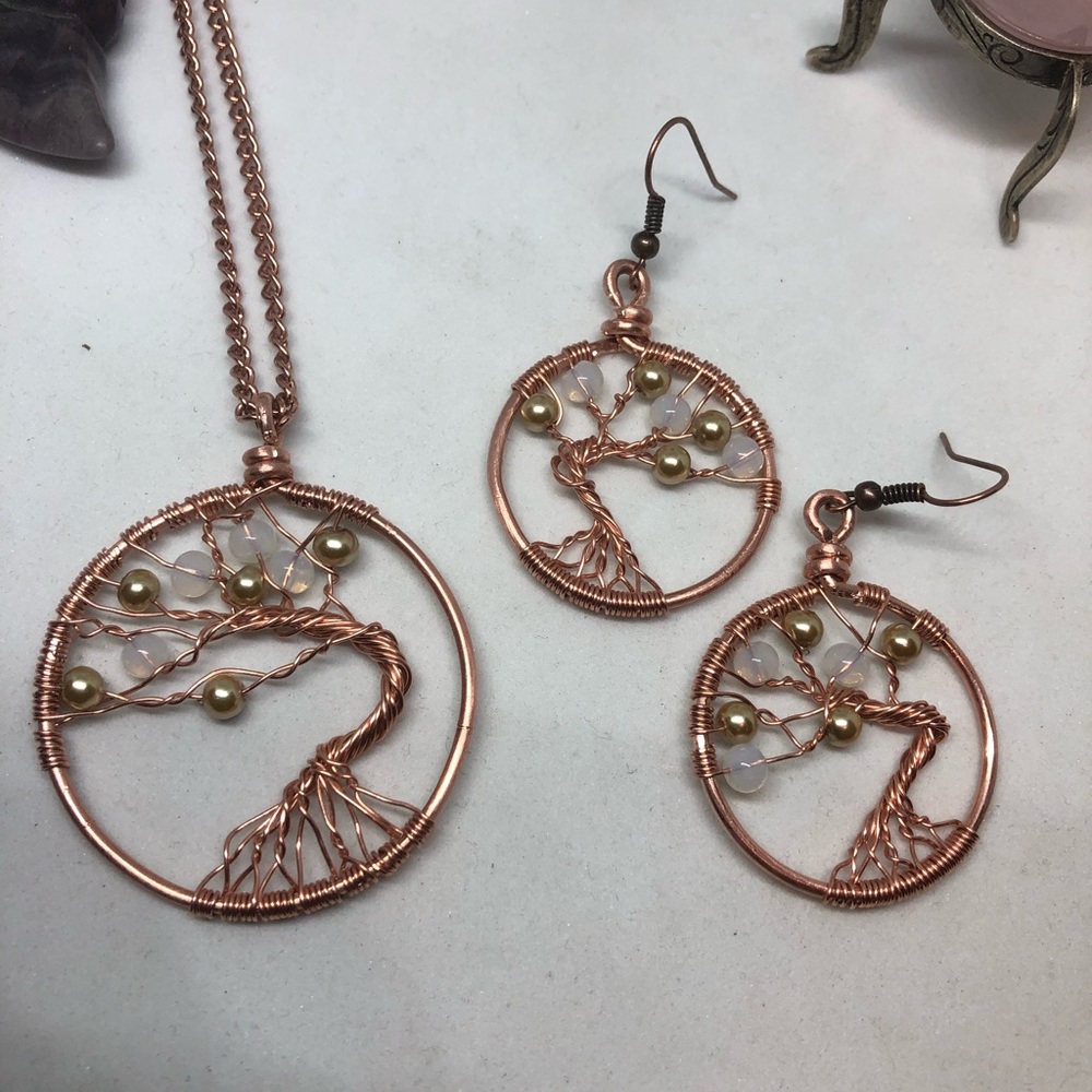 Wire wrapped copper Tree of Life set